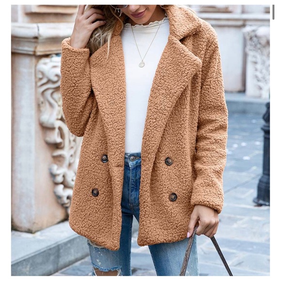 34 Chic Fuzzy Fall Side Pockets Jacket - Picture 2 of 4